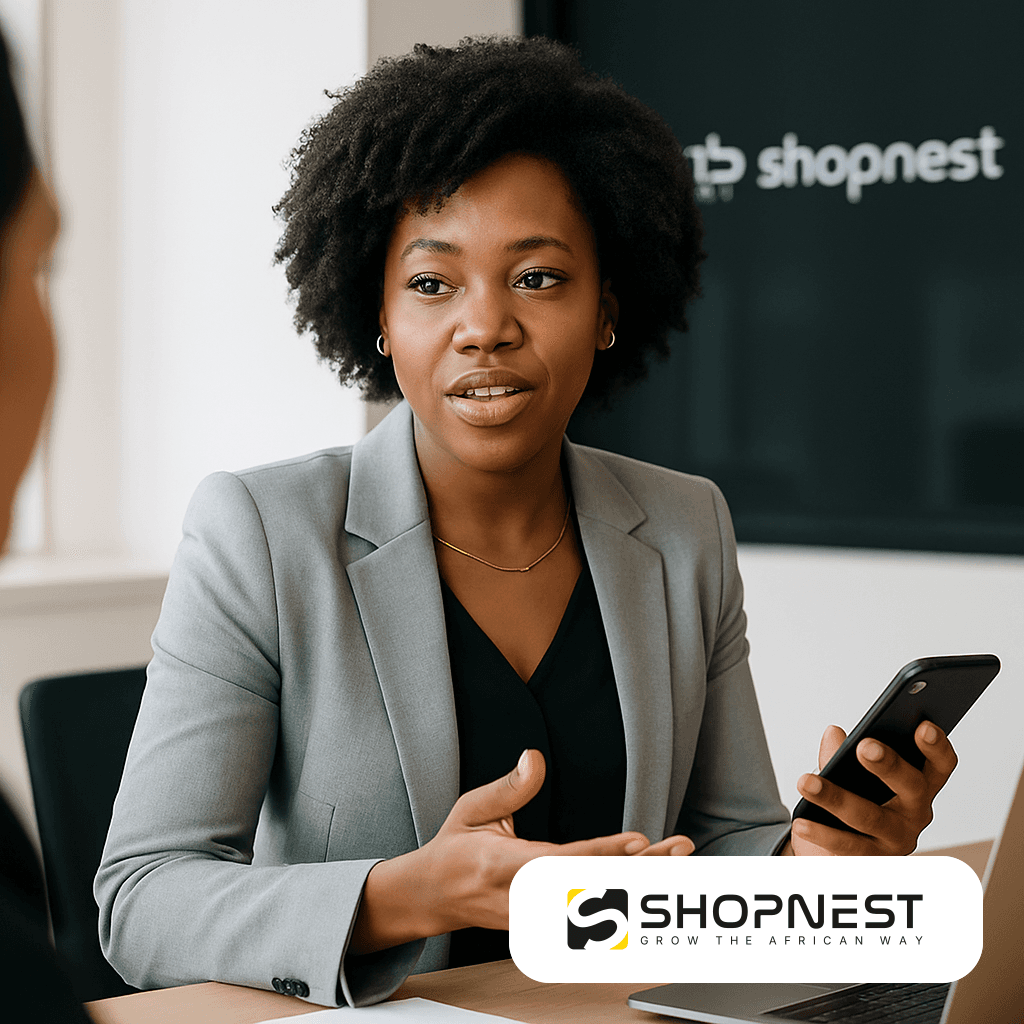 Why Women Must Lead in Technology Adoption — women in business.
black business woman in the meeting, holding a cup of coffee in one hand and mobile phone in the other. Use shopnes
